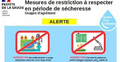 Passage en situation "Alerte" sécheresse de la Savoie